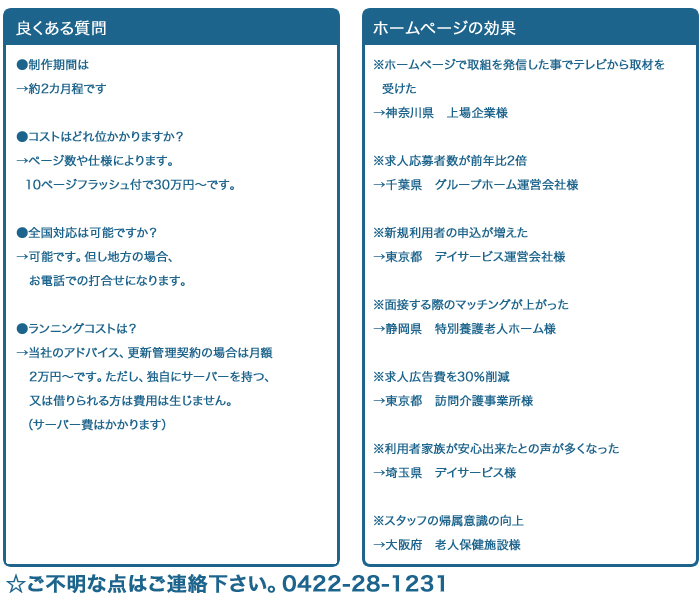 ホームページの効果・質問